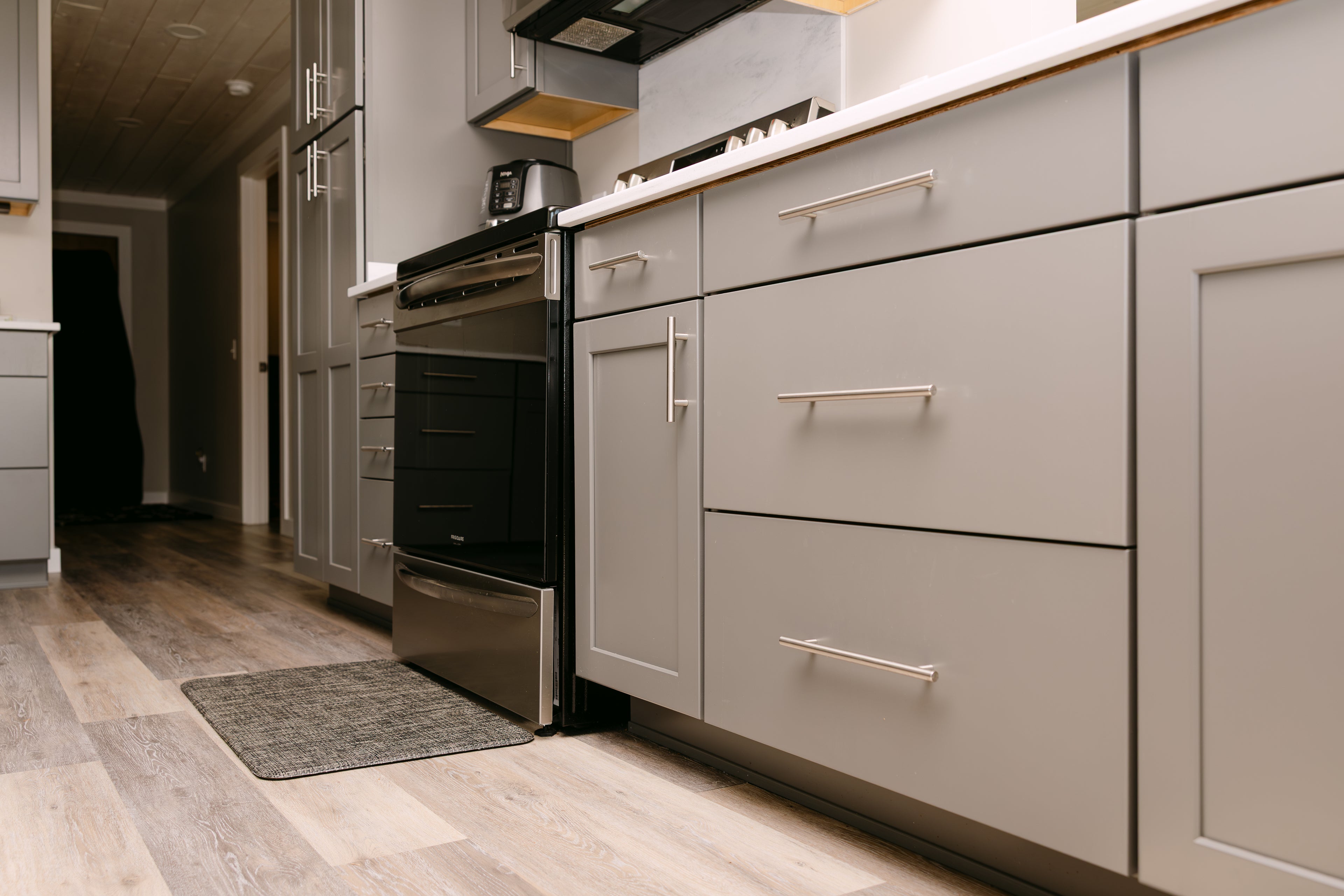 Modern grey kitchen trolley