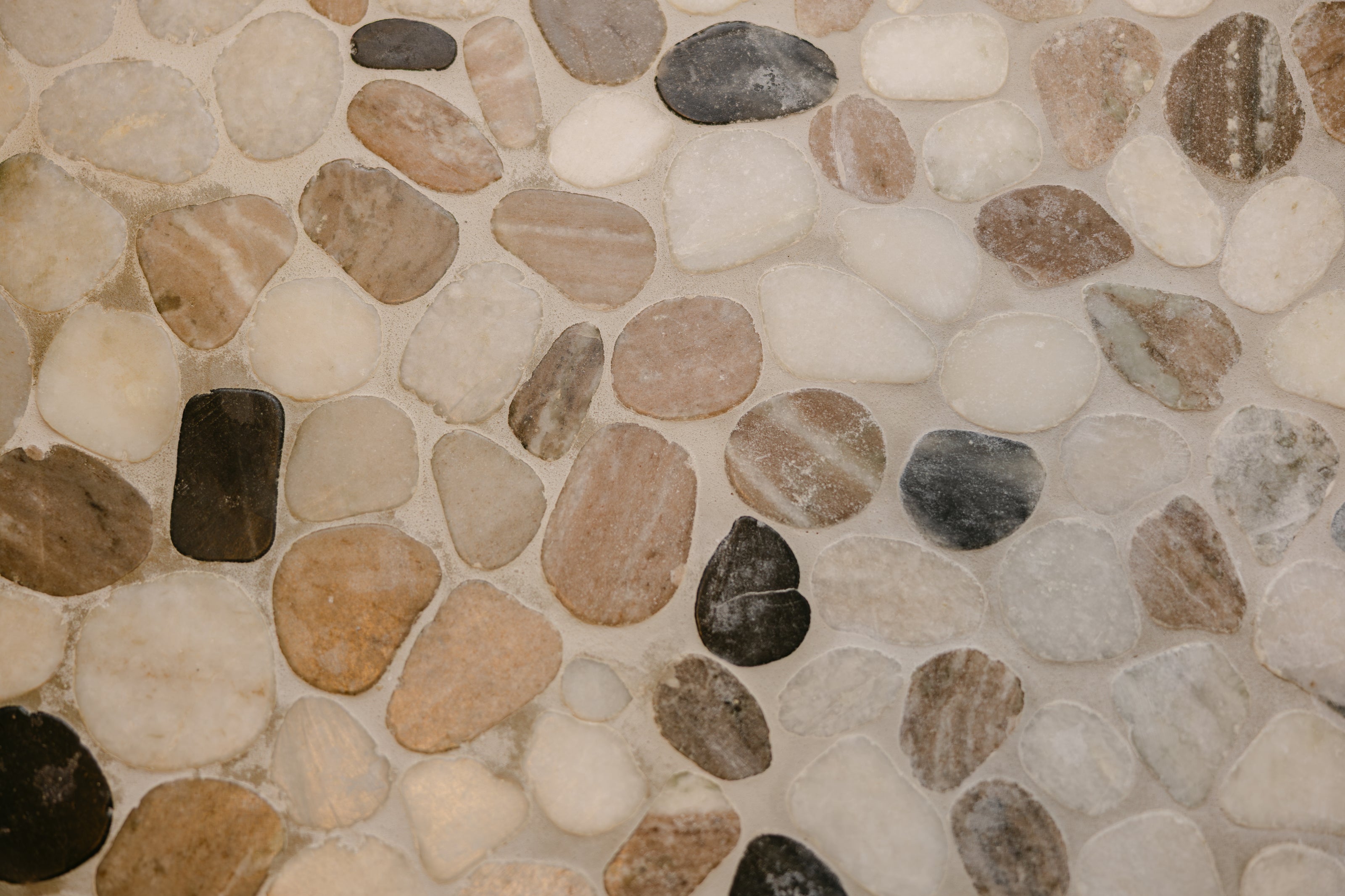 natural stone pebbles with a tumbled finish