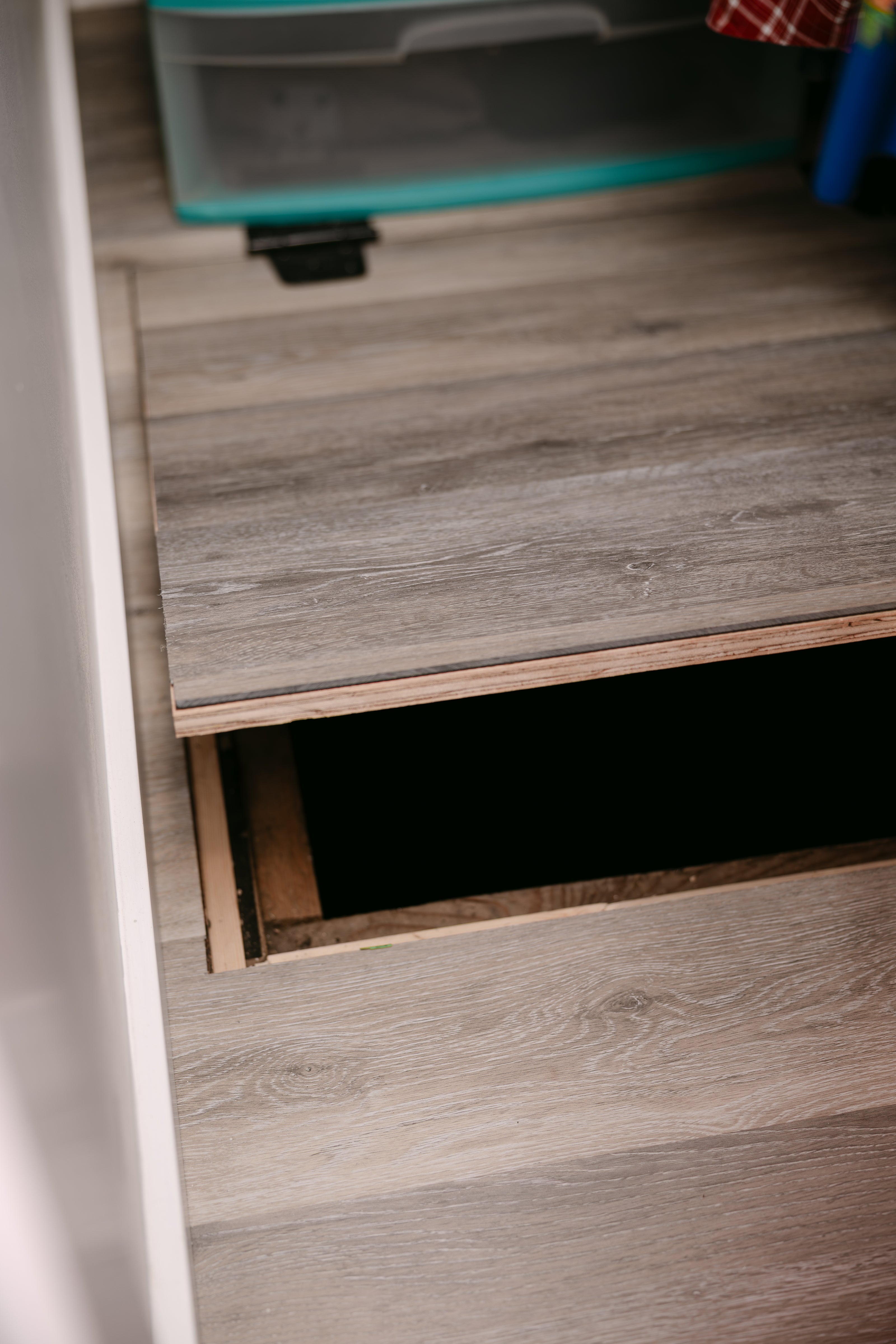 removable section of wooden floor