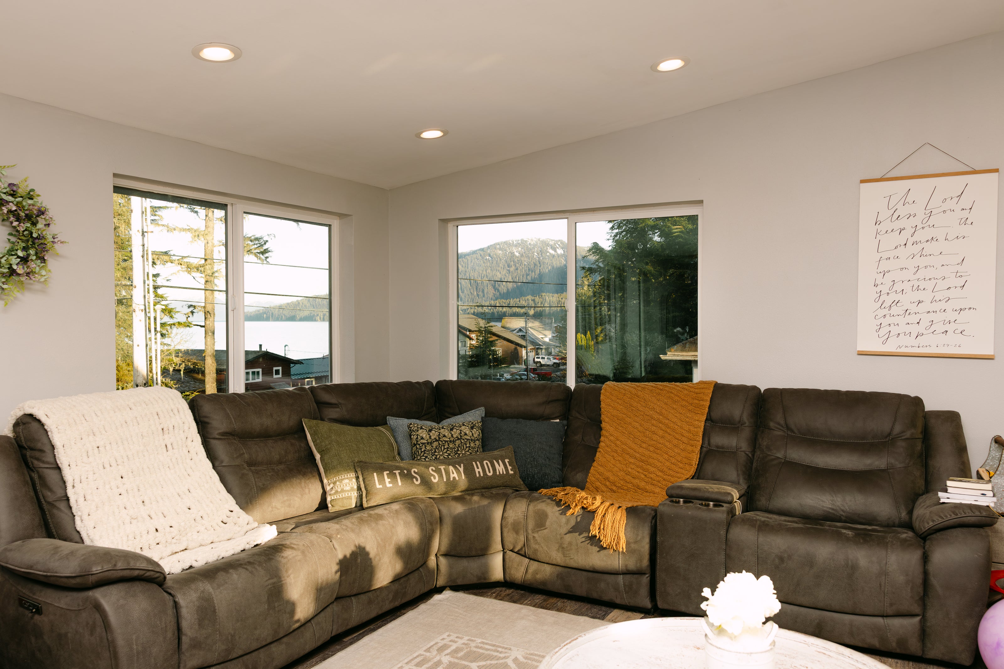 Stylish sectional sofa in black cover